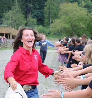 Summer staff member and campers